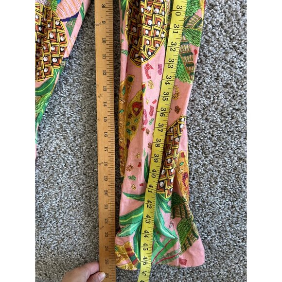 Farm Rio Womens Sz XS Smocked Jumpsuit Tropical Fruit Design /Pockets - Picture 8 of 13